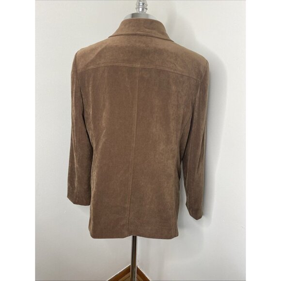 Talbots Brown Ultra Suede Blazer Sz 14 Jacket Lined Button Front Pockets Jacket - Picture 6 of 8